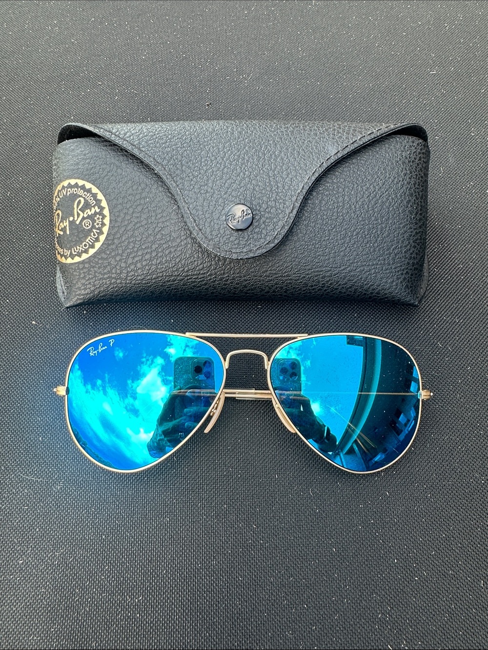 Ray-Ban Aviator Sunglasses - Blue Lenses, Gold Frame